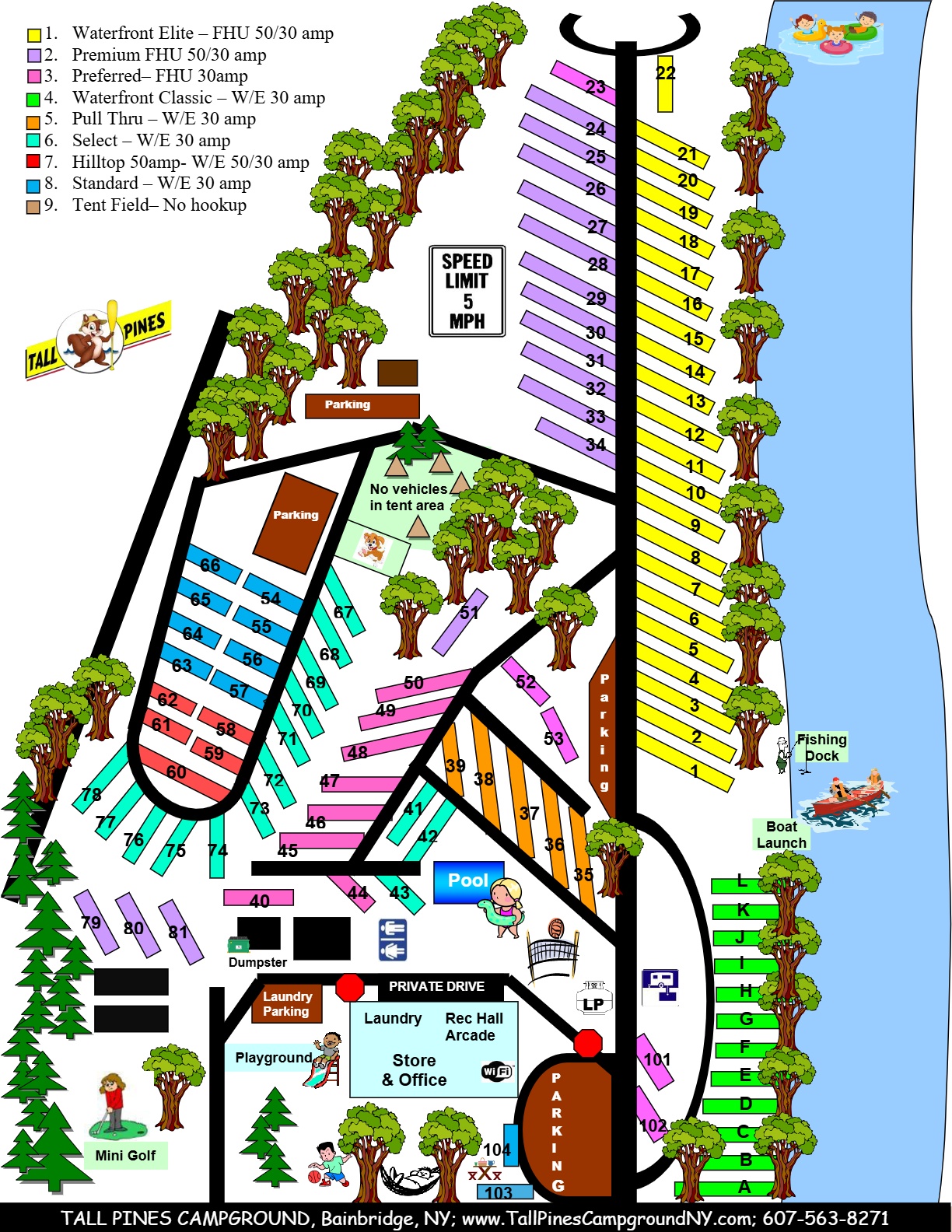 Tall Pines Campground Map